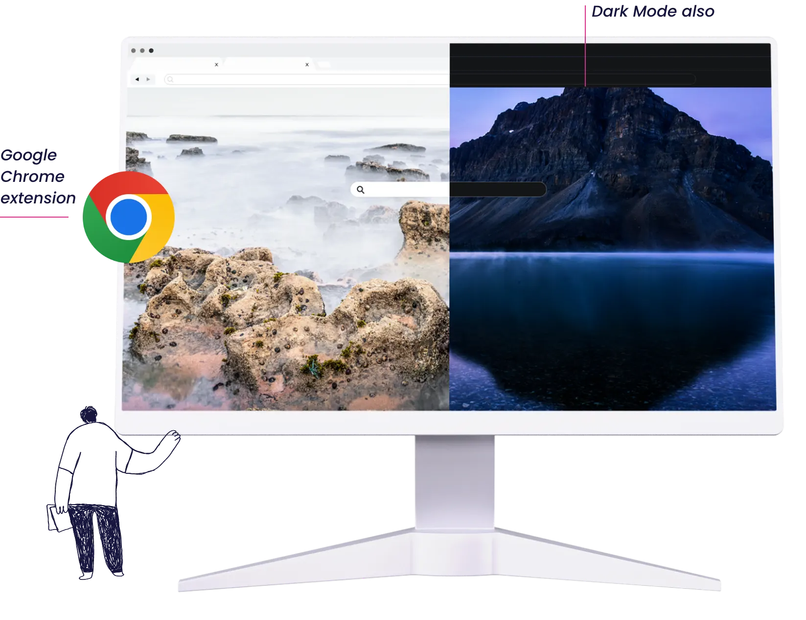 custom computer screen with dark mode in Chrome